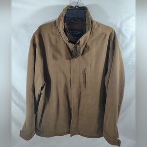 Roundtree & Yorke Brown Lightweight Shirt Jacket Stand-up Collar